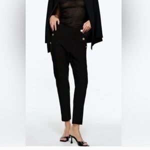 Navy Zara buttoned straight leg pants NWT